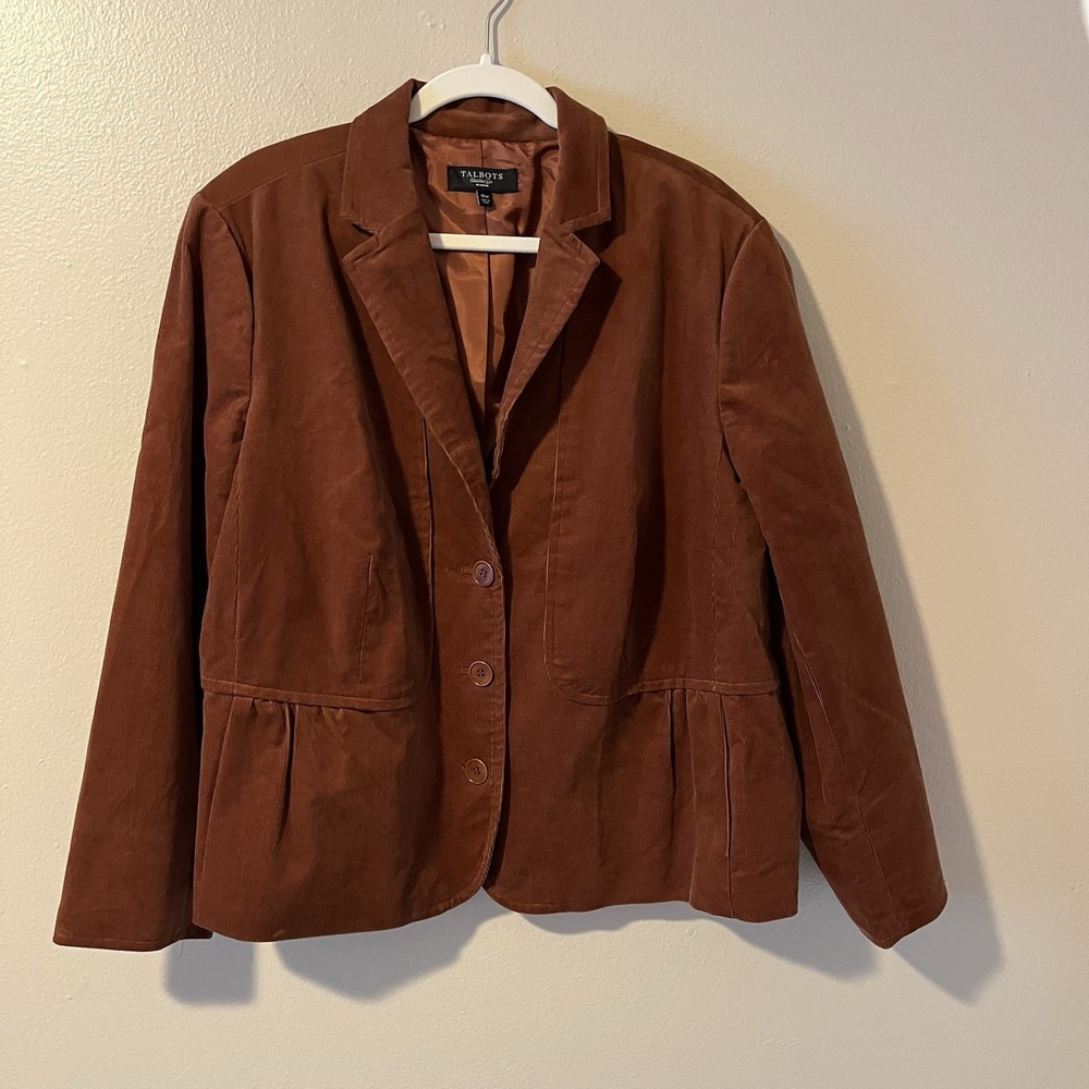 Talbots Blazer 18W Corduroy Brown Rust Work Career 70s‎ Retro Business Boho Prep